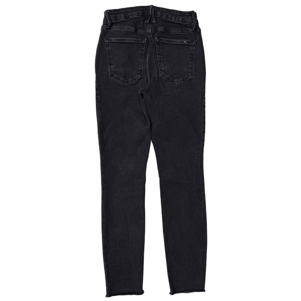 {Good American} "Good Legs Skinny Raw Hem" Black Stretch Denim Jeans - Picture 3 of 6